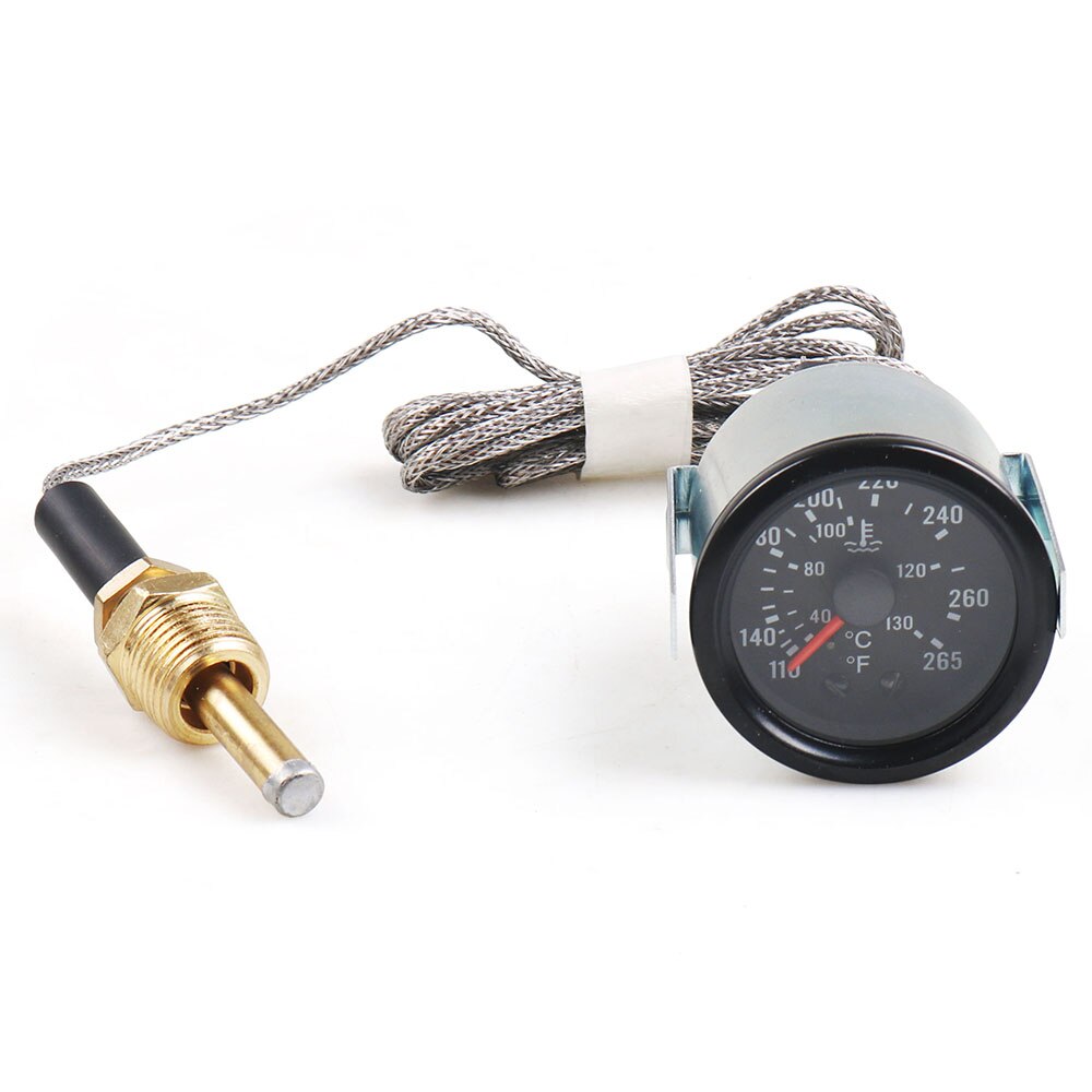 2 &quot; 52mm mekanisk vattentempmätare 40-130 ℃ /110-265 ℉ vattentemperatur 12v tempmätare gul ljus bilmätare med sensor npt 1/2