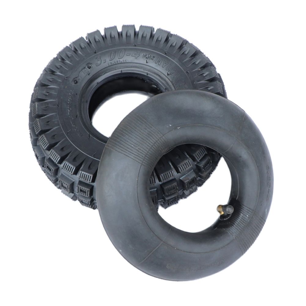 Motorcycle tyre 3.00-4 (10"x3", 260x85) Knobby Scooter, ATV and Go Kart Tire and Tube Set