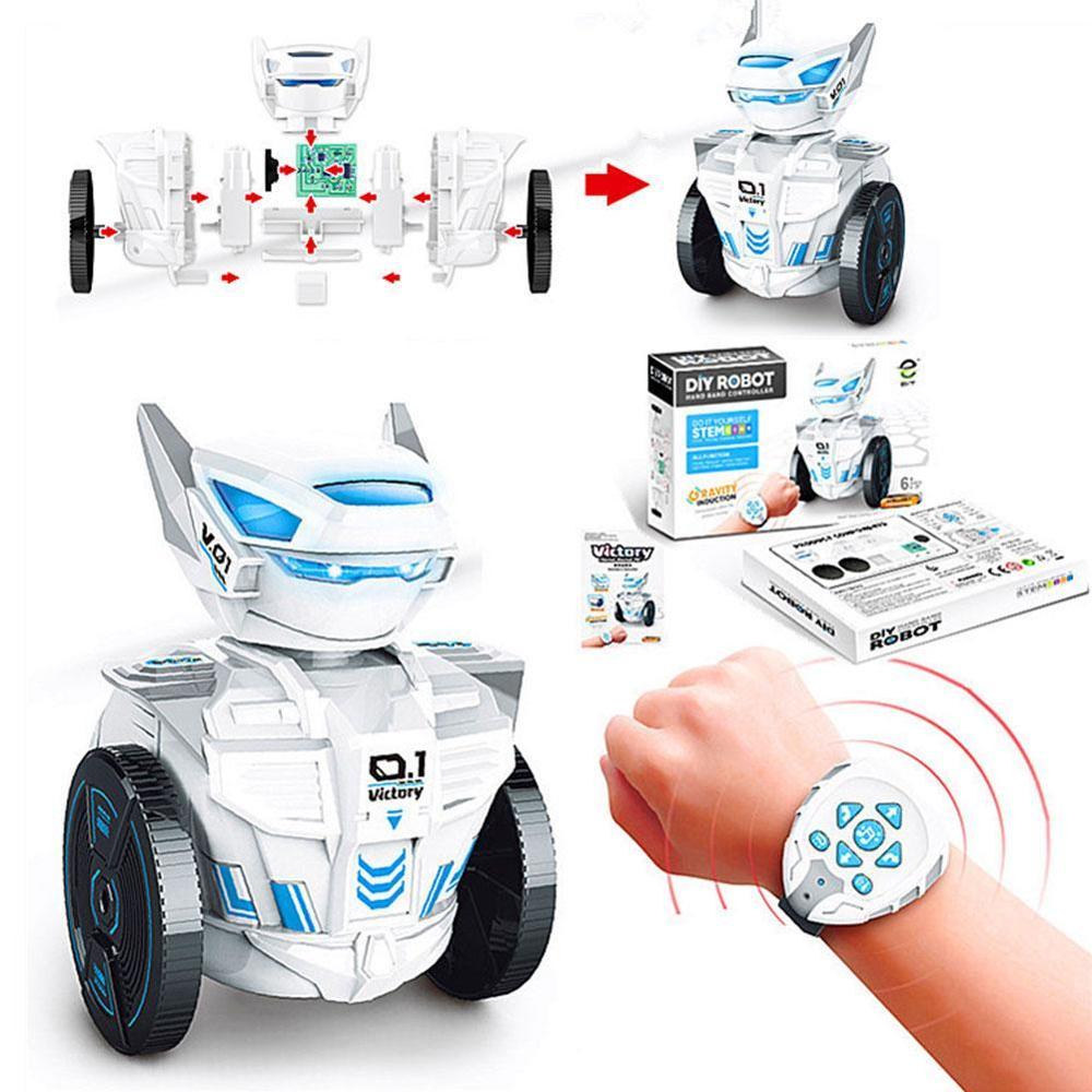 Afstandsbediening Robot Gebouw Speelgoed Met Horloge Leren Educatief Speelgoed Zwaartekracht Inductie Diy Rc Robot Sensor Afstandsbediening