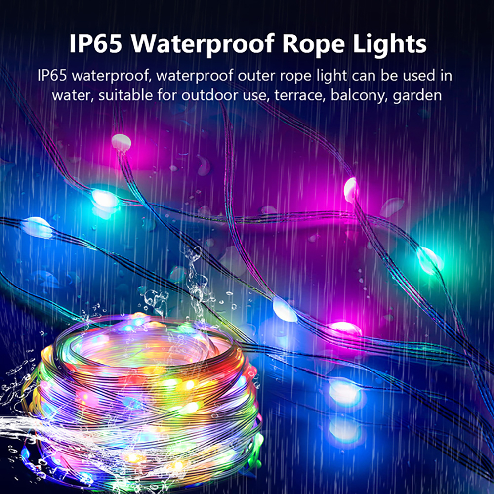 40M LED extérieur noël lumière décorative RGB IC Bluetooth APP contrôle 5V USB LED conte de fées chaîne lumineuse pour fête de mariage