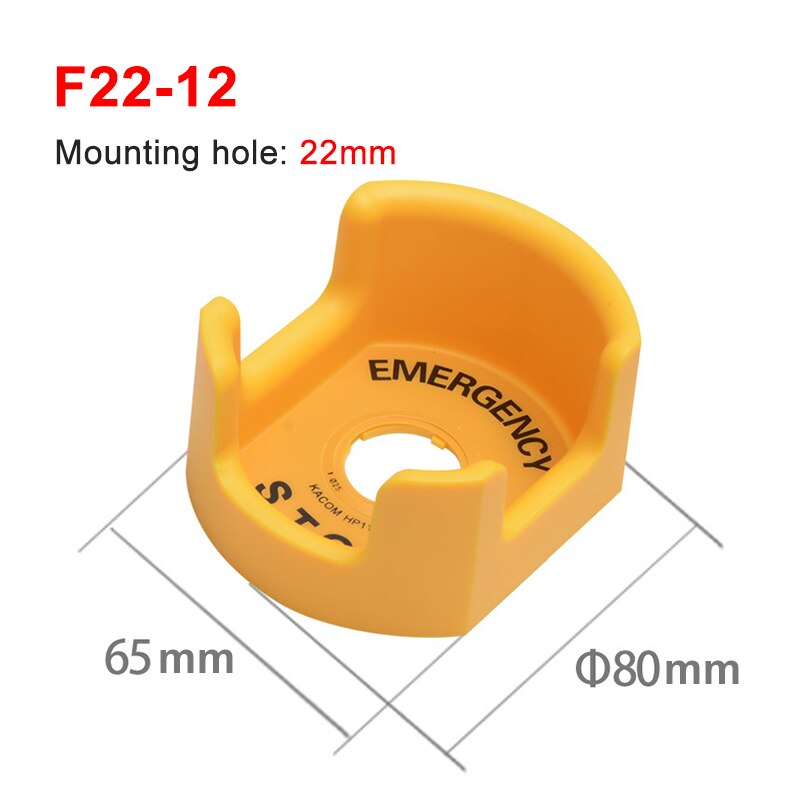 22mm yellow emergency stop button protection cover button switch emergency mushroom head protection seat protection cover ring: F22-12