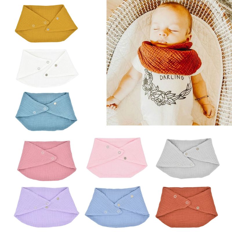 Cotton Gauze Scarf Bib Organic Cotton Bib Drool Scarf Baby Bandana Scarf Bibs with Snaps