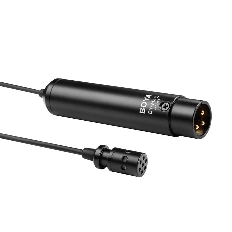 BOYA BY-M4C Clip-On Cardioid XLR Lavalier Microphone Condenser Mic for Camcorders Zoom Audio Recorder Video Record
