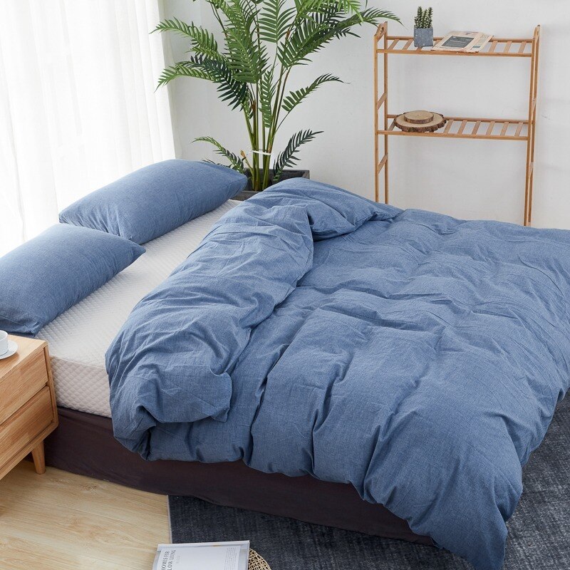 Yaapeet 1pc katoenen effen dekbedovertrek lichtblauw dekbedovertrek ademend warm bedbescherming zonder kussensloop: Kleur 4 / 220240cm