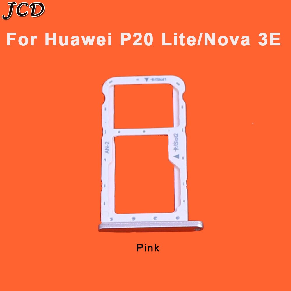 JCD SIM Micro Secure Digital Memory Card Tray Double Slot Holder Carrier Adapter Replacement Metal for Huawei P20 Lite Nova 3E: Pink