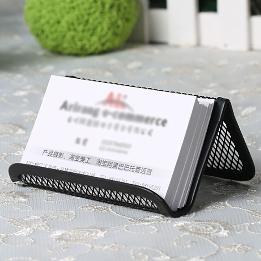 Business Cards Holder Desktop Iron Mesh Rack Rust-proof Name Card Collection Case Company Department Office Suppliy