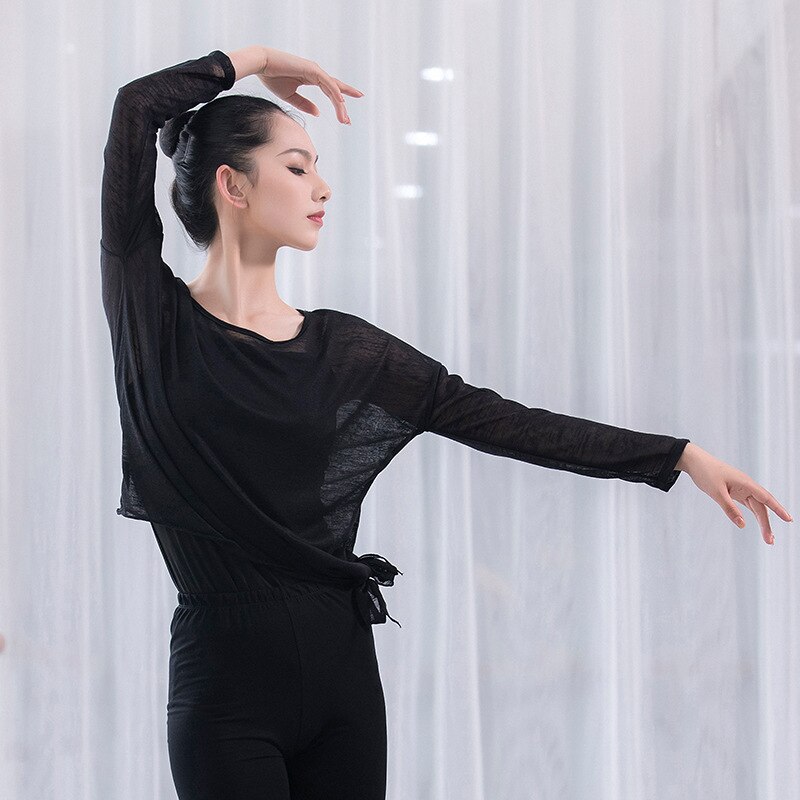 Top de Ballet Latino para danza del vientre, blusa transparente, disfraz para mujer, Ropa de baile de vientre, ropa de bailarina