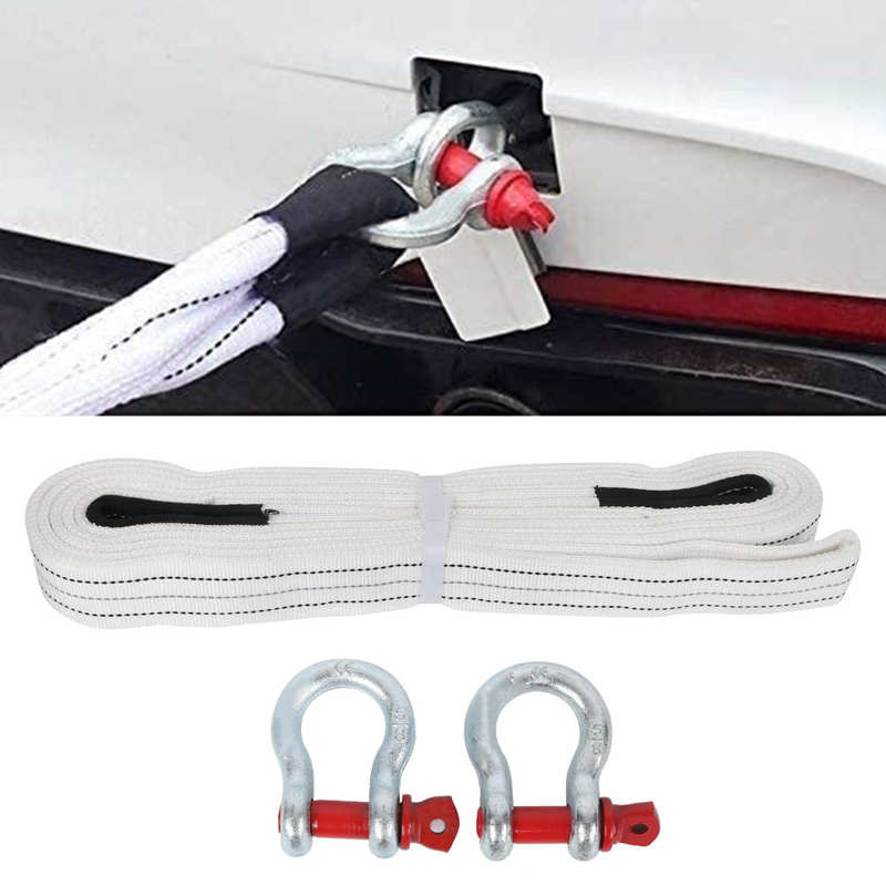 19.7ft Tow Cable 12 Tons Heavy Duty Car Towing Strap with Steel U-Shaped Hooks for Emergency Steel Towing Accessory