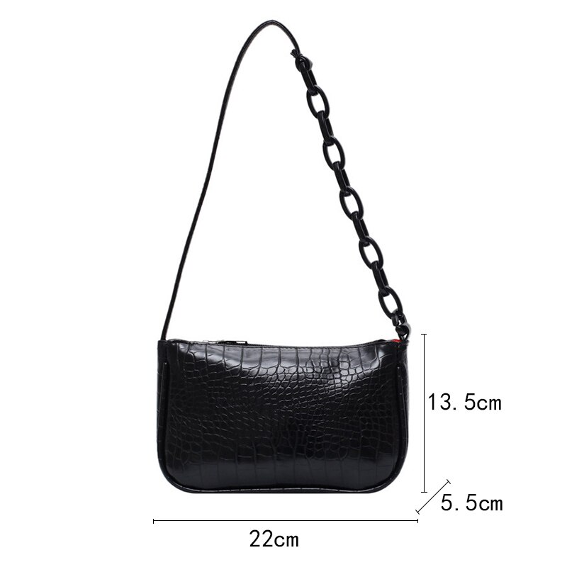 Retro skuldertasker pu læder krokodille mønster crossbody tasker kvinder bærbare håndtasker baguette tasker unik
