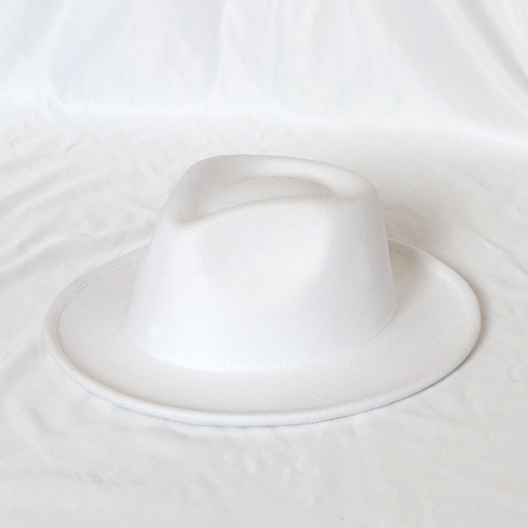 2022 nuovi cappelli fedora in feltro stile britannico per uomo donna cappello a tesa corta trilby abito formale cappello signore jazz cappelli: bianca
