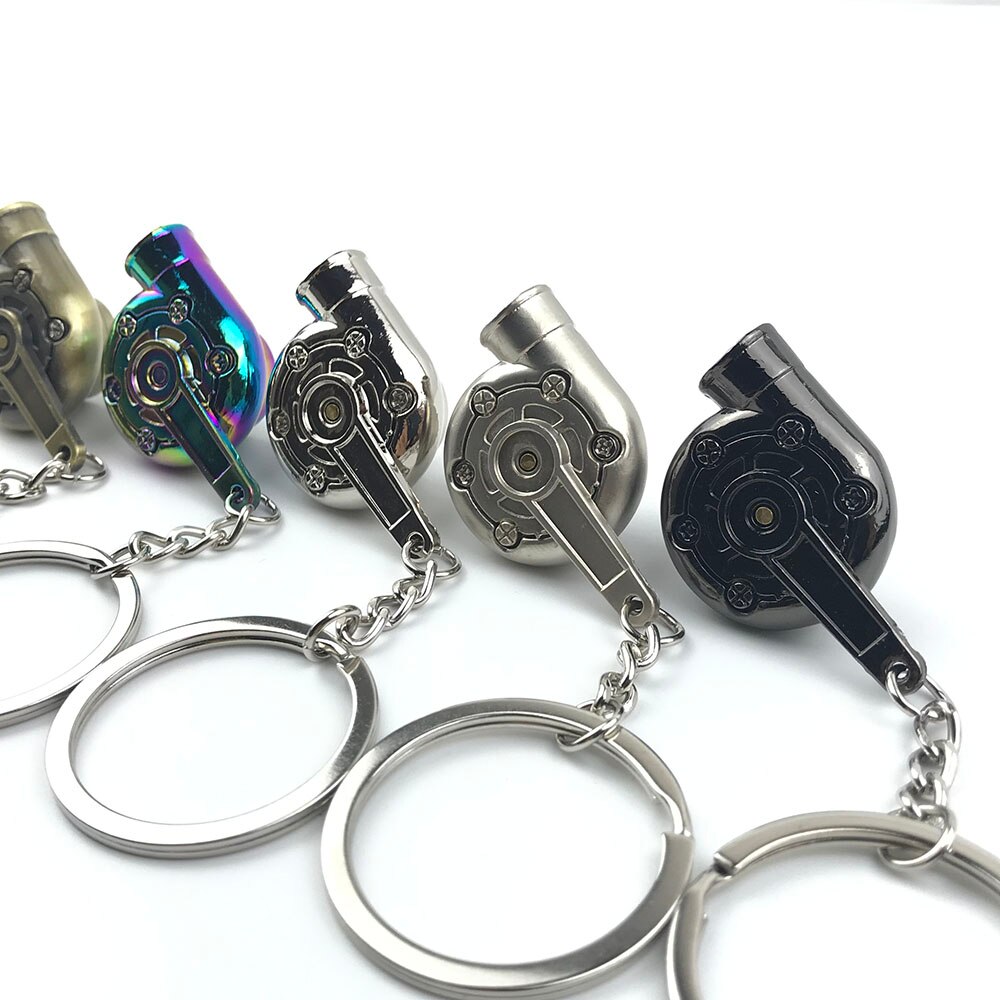 Whistle Sound Turbo Keychain Sleeve Bearing Spinning Auto Part Model Turbine Turbocharger Key Chain Ring Keyfob Keyring