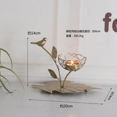 Nordic Wrought Iron Golden Bird Aroma Candle Holder Decoration Romantic Dining Table Decoration Candle Holder Small Decoration: C
