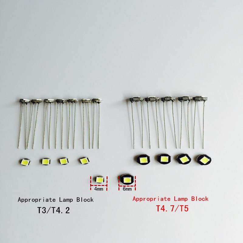 10 Uds. T3 T4 T4.7 T5 led, luz de salpicadero de coche, instrumento de cuña para puertas de automóvil, calibre, lámpara de lectura, bombilla led de 12V estilo de coche smd