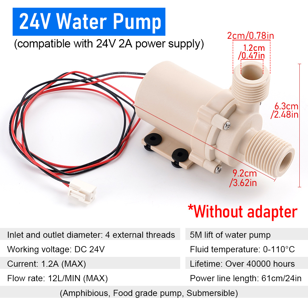 1 st solvattenpump  dc 12v/24v 5m st vattenborstlös motorcirkulationspump högtrycks-/livsmedelspump: 24v