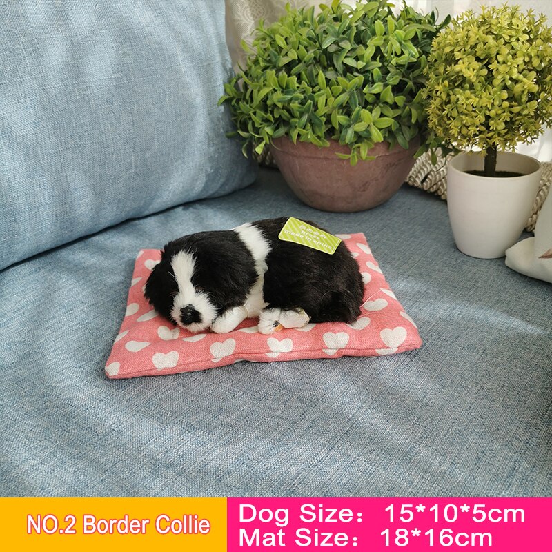 Realistisk sovande hund naturtrogen valp simulering plysch leksak djur figur hem bil kontor dekoration prydnad barn docka: Nr .2 border collie