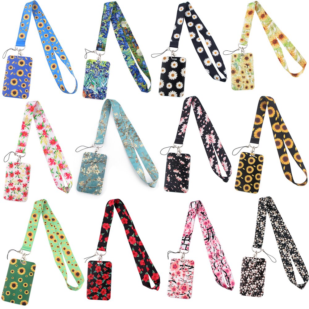 CB896 Kersenbloesems Mode Bloemen Lanyard Credit Card Id Houder Tas Student Vrouwen Bank Bus Visitekaartje Cover Badge