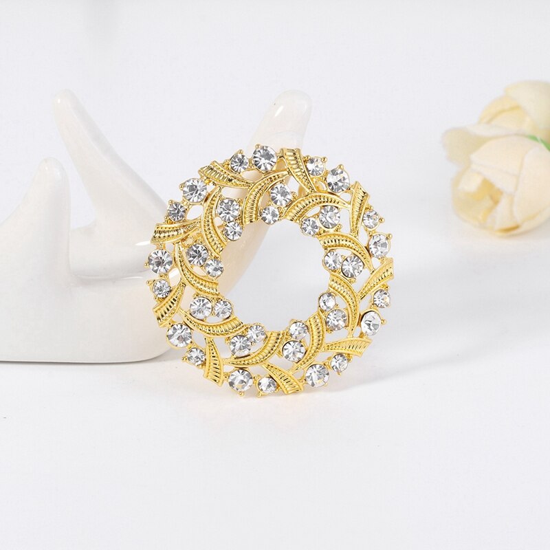 12Pcs Rhinestone Butterfly Flower Wreath Scarf Buckle Brooch Pin Jewelry Set for Women