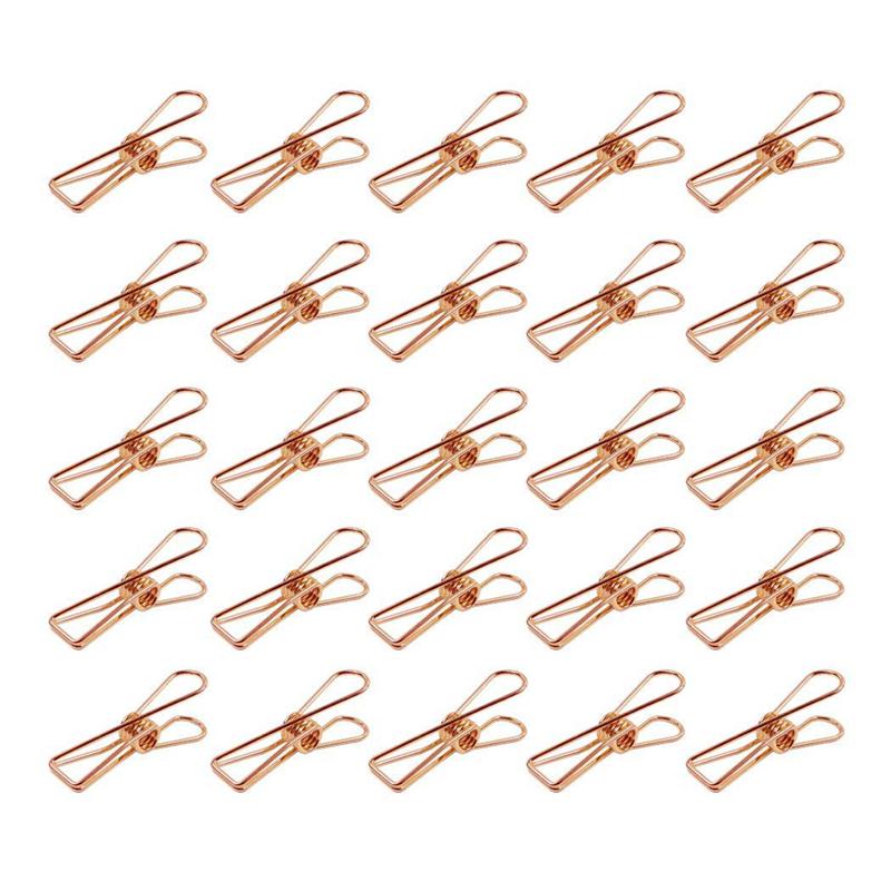 Pakke  of 25 små metalclips i rosa guld - multifunktionelle tøjsnore