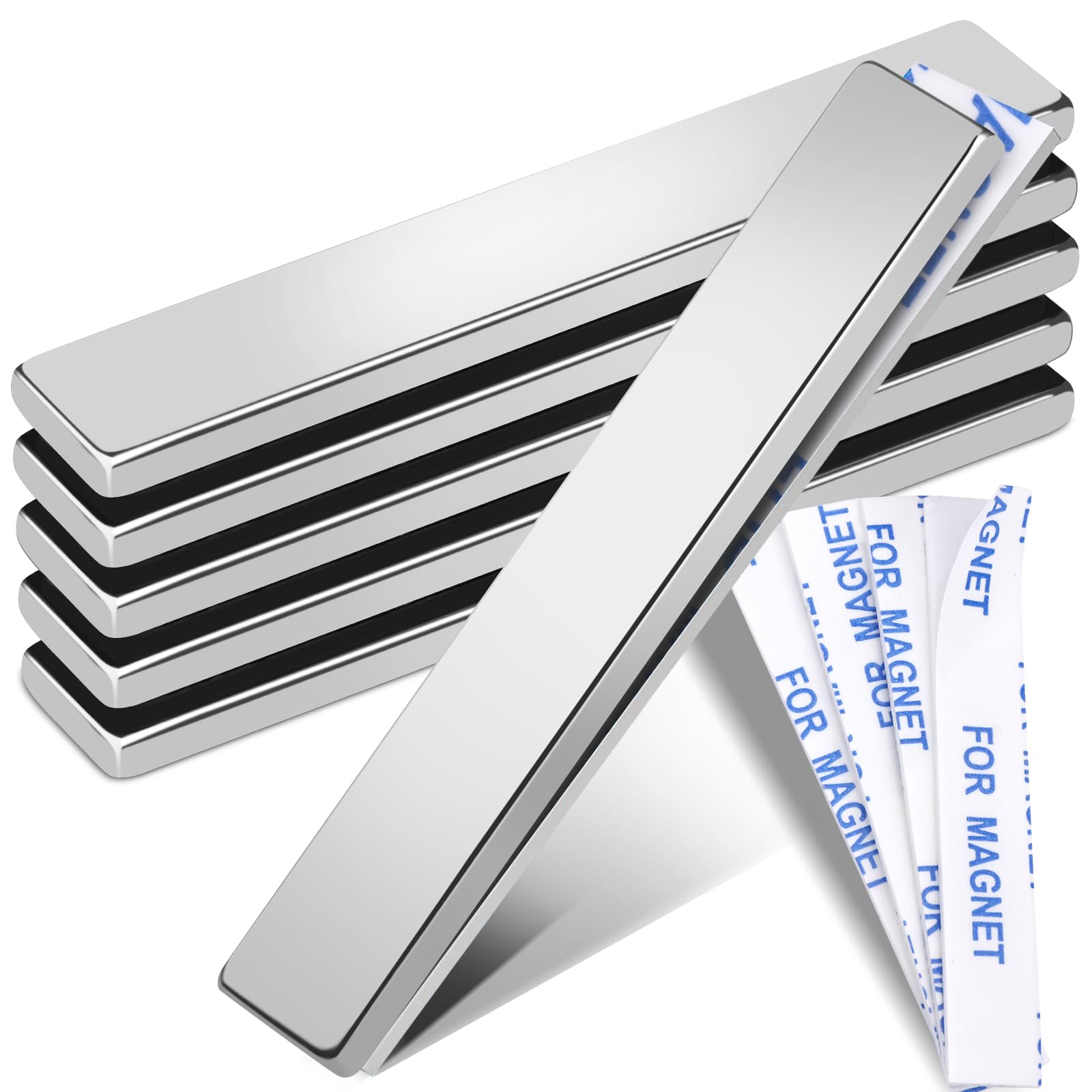 Waterproof Sturdy Neodymium Bar Magnets Powerful Rare Earth Magnets with Epoxy Coating and Double-Sided Adhesive for Shower Door: Blue