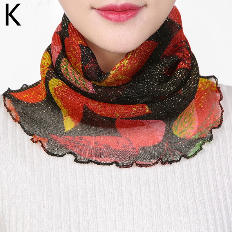 Chiffon Zomer Hals Kraag Sjaal Dames Gezicht Cover Maskers Zijde Bib Zonnebrandcrème Verscheidenheid Zon Bescherming Cirkel Sjaal Mesh Hoofdband: K