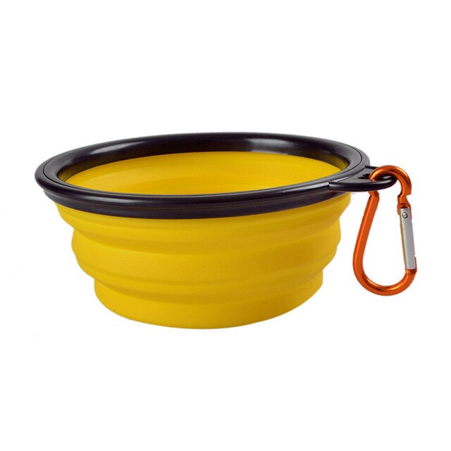 Bol de Perro Plegable de silicona Plegable para viaje Gato tazón de alimentación de agua para perros tazón de viaje Plato Plegable: Amarillo