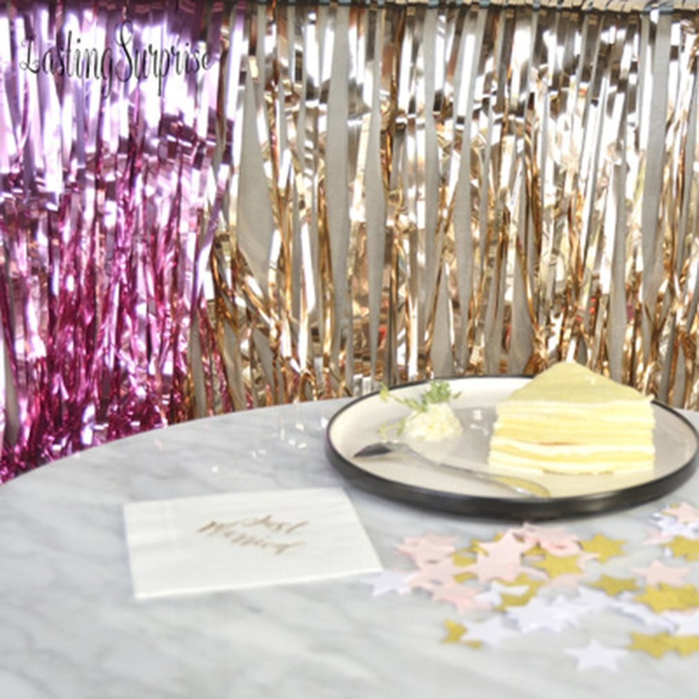 Christmas Celebration Party Background Fringe Curtain Plastic Streamers Wedding Birthday Party Decoration Backdrop