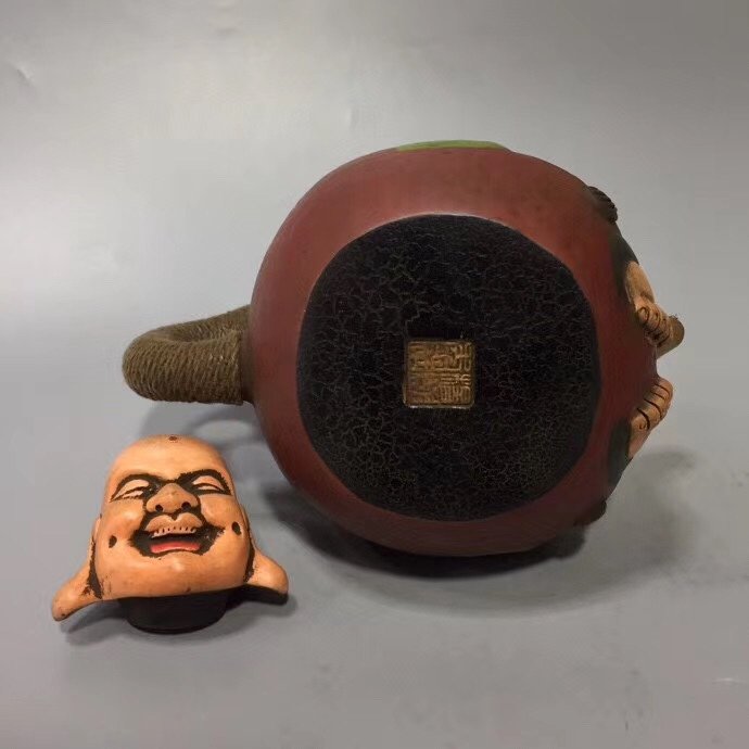 Prachtige antieke beschilderde lakwerk (maitreya lachende boeddha pot) decoratie