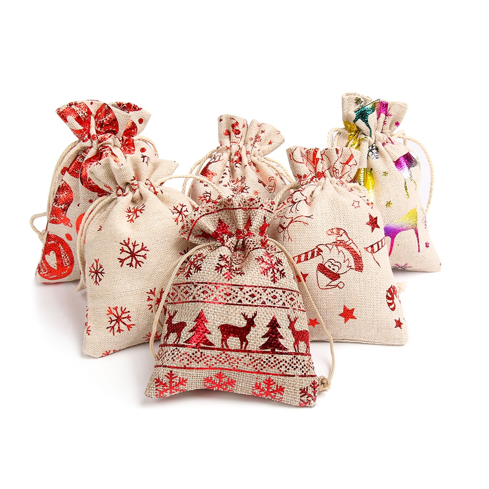 Portable Drawstring Bags Girls Draw Pocket Women Travel Pouch Christmas Print Jute Bags Drawstring Pouch