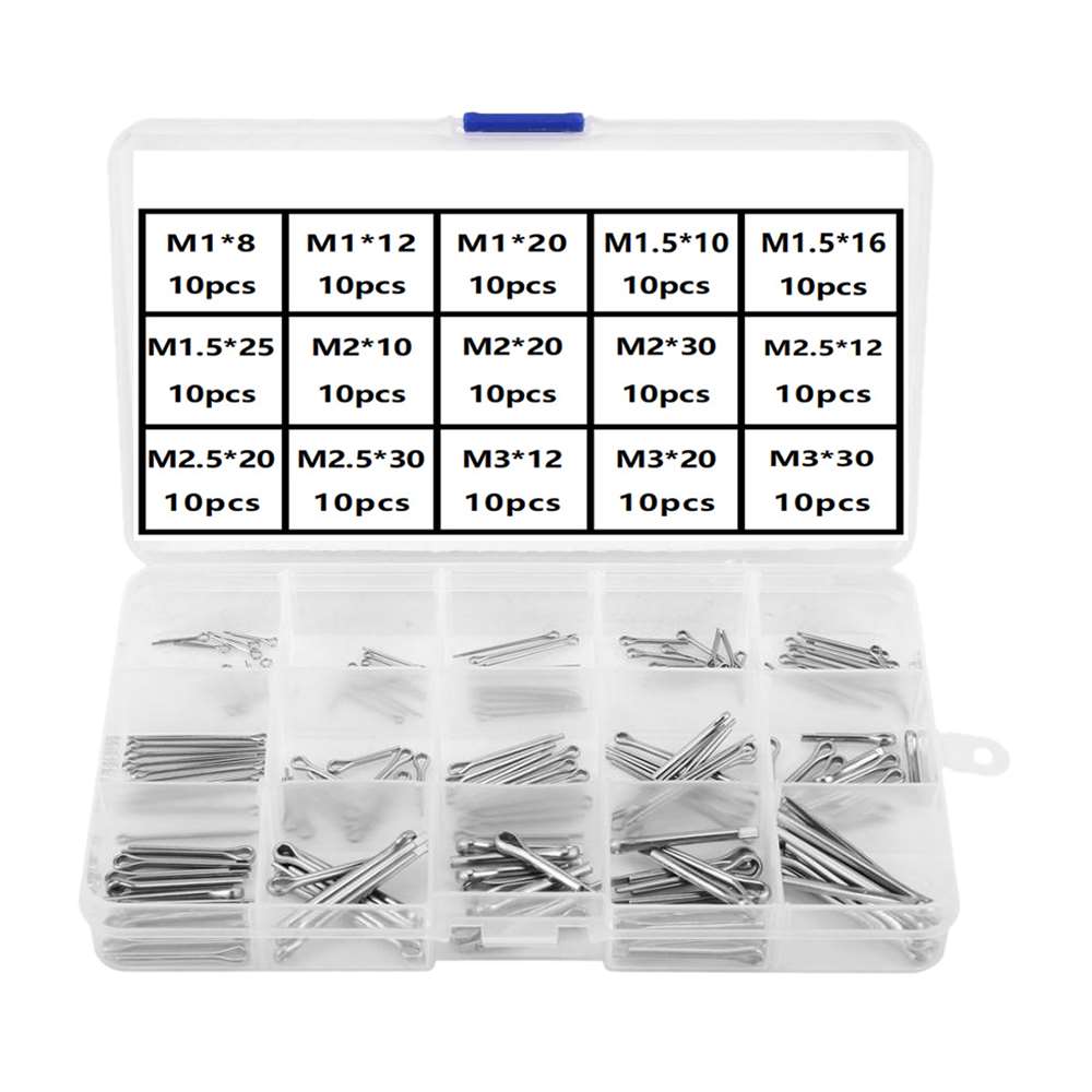 150PCS Stainless Steel Split Pin Combination Set 304 SUS Split Cotter 150pcs Forelock M1 M1.5 M2 M2.5 M3 Split Pin
