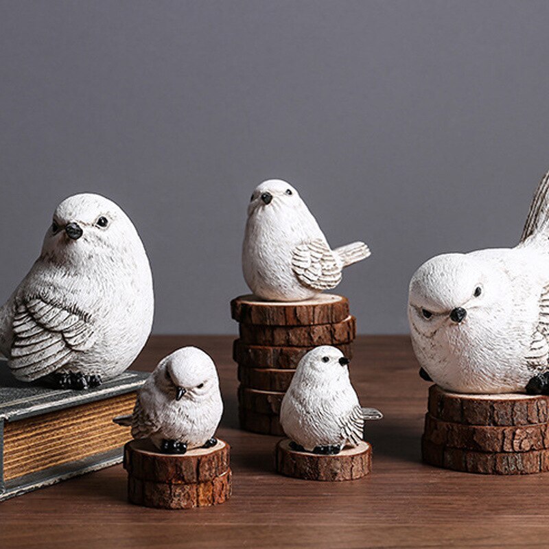VILEAD Resin Bird Ornaments Cute Simulation Bird Figurines Statue of Home Decoration Hotel Office Desktop Decor Sculpture Crafts