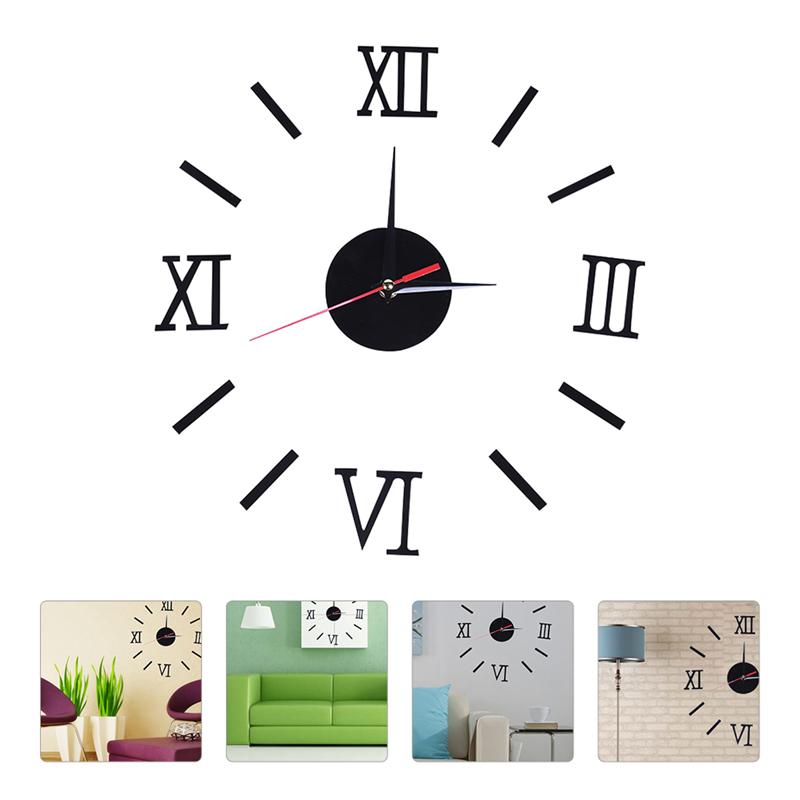 1PC DIY Wall Clock Simple Roman Numeral Acrylic Hanging Clock No Battery