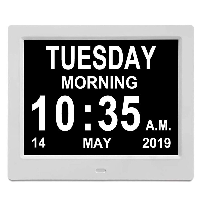 Reloj Digital de día con calendario, pantalla grande de dígitos claros, Despertador con marco de fotos Digital HD, 7 pulgadas