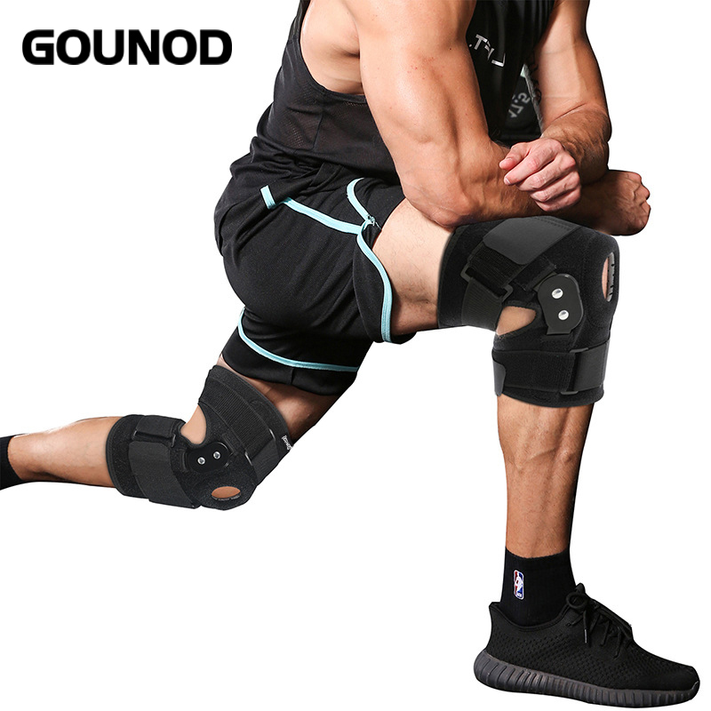 Rodillera con bisagras ajustables GOUNOD, soporte para articulación de rodilla, envoltura de menisco, alivia la fatiga de la rodilla, 1 ud./2 unidades