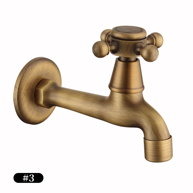 Wall Mounted Antique Brass Bathroom Washing Machine Faucet Mop Pool Tap Cold Water Bibcock Tap Decorative Outdoor Garden Faucet: A3