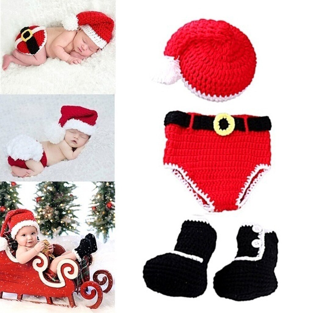 Winter Pasgeboren Baby Kerst Brei Haak Kleren Photo Fotografie Props Outfit Kerst Kleding Kerst 'S Baby