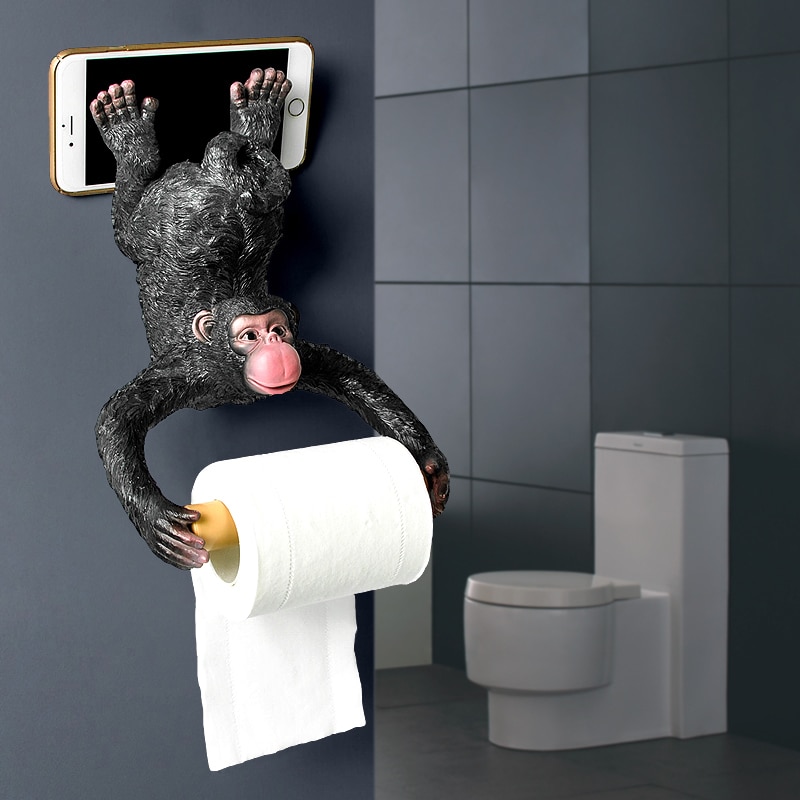 Cretive bathroom monkey tissue holder Roll holder Toilet paper holder Resin waterproof paper holder wall hanging WY606