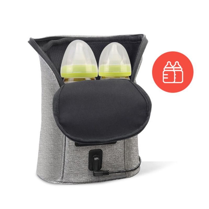 Draagbare, op de auto te monteren dubbele flessenwarmer, reisflesverwarmer voor baby's, geïsoleerde hoes