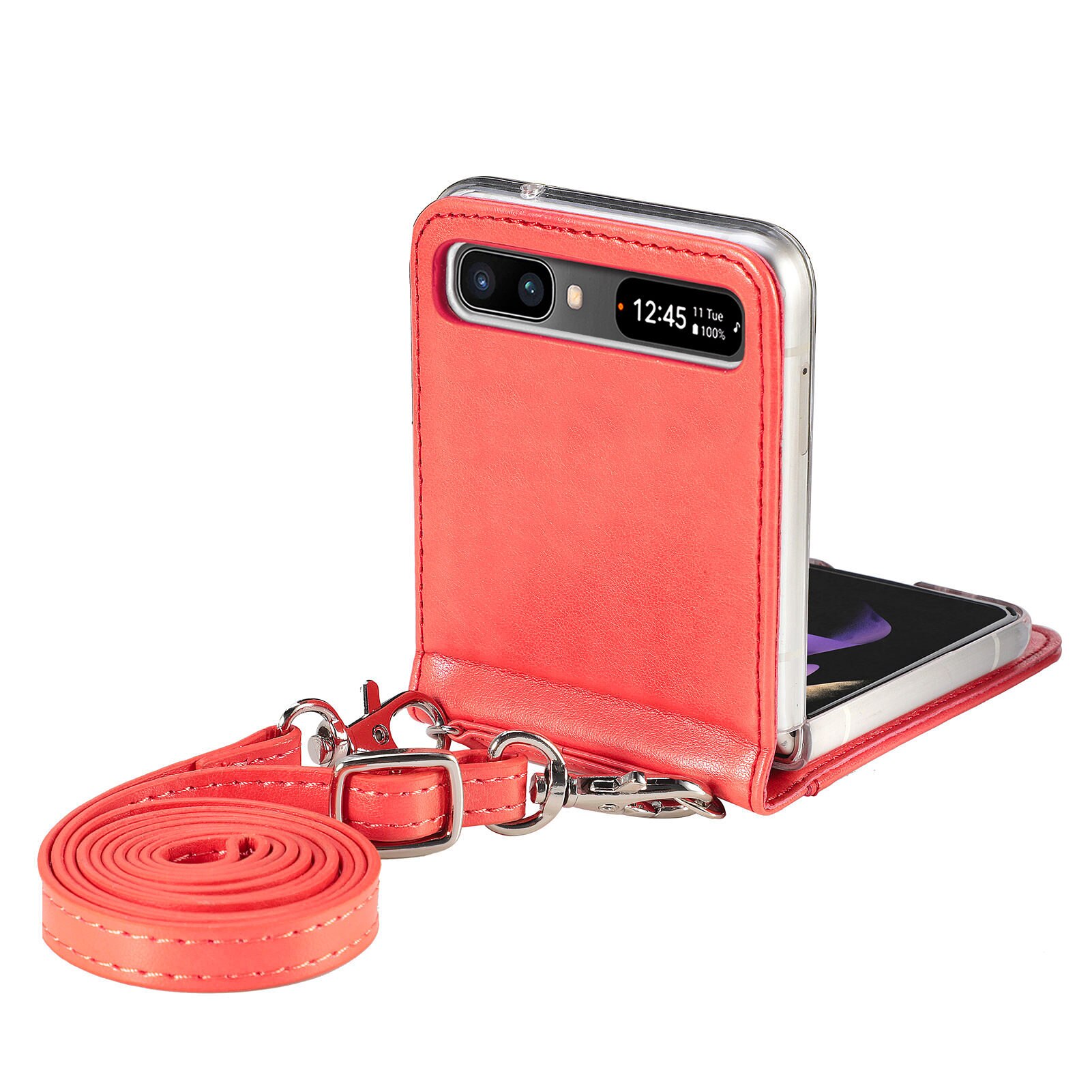 Mode Kaarthouder Flip Wallet Case Voor Samsung Galaxy Z Flip 3 5G Flip3 Bescherming Mobiele Telefoon Zak cover: for Galaxy Z Flip / Rood