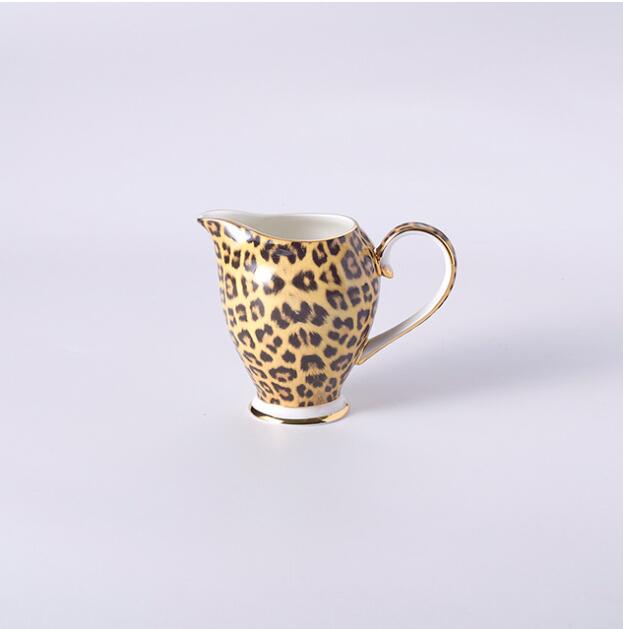 Leopard print knogle kina kaffesæt luksus porcelæn te sæt avanceret pot kop keramisk krus sukker skål flødekande tekande drik: Flødekande 340ml
