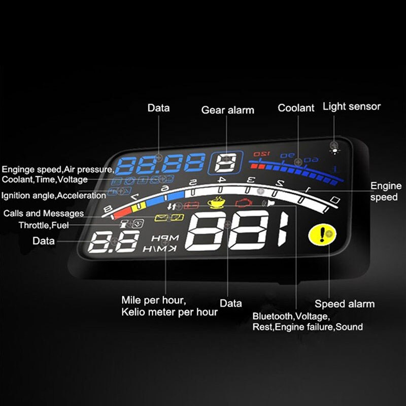 Auto Hud Head-Up Display Auto Obdii Poort Head-Up Display Auto Styling Reader Speed Zelf-Adaptieve auto Brandstof Etc Parameter Display Al