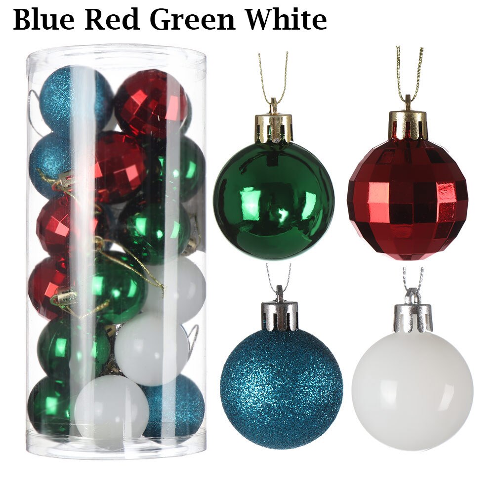 24Pcs 4cm Gold Pink Champagne Red Metallic Christmas Balls Year Christmas Tree Hanging Balls Xmas Home Decor