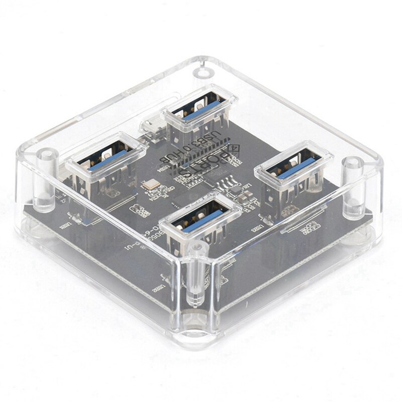 High-Speed USB3.0 HUB 4-Port Hub USB Transparent 3.0Hub Splitter One for Four Extenders