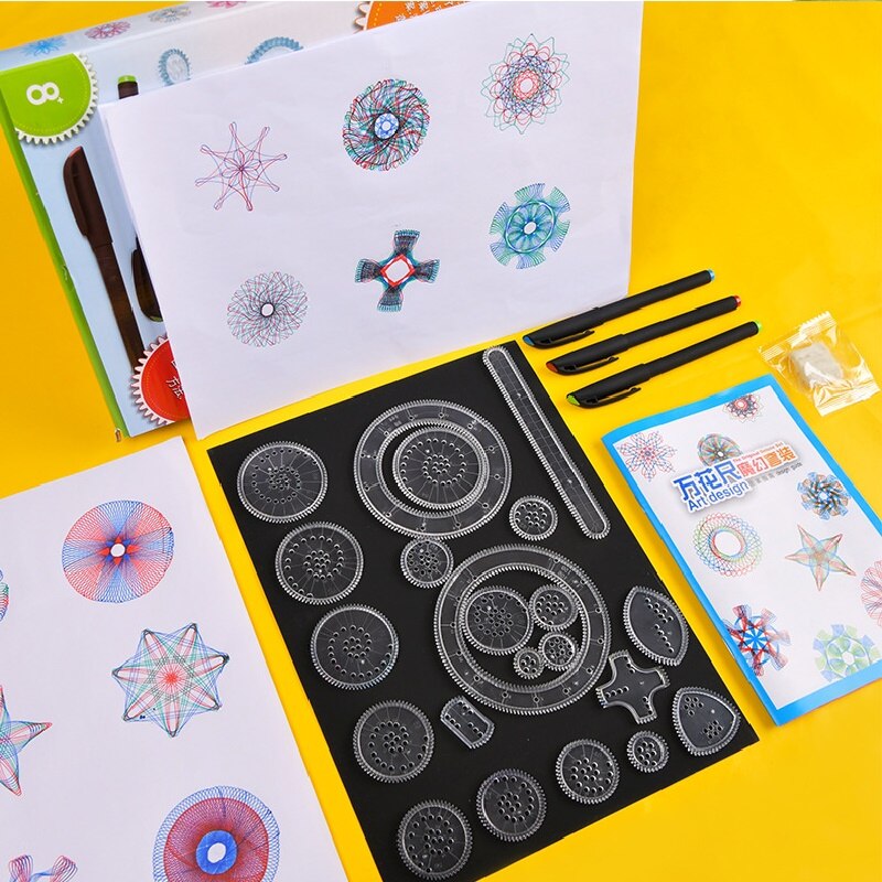 28Pcs Spirograph Tekenen Heerser Speelgoed Set Leren Educatief Speelgoed Voor Kinderen Grijpende Tandwielen Wielen Tekening Accessoires