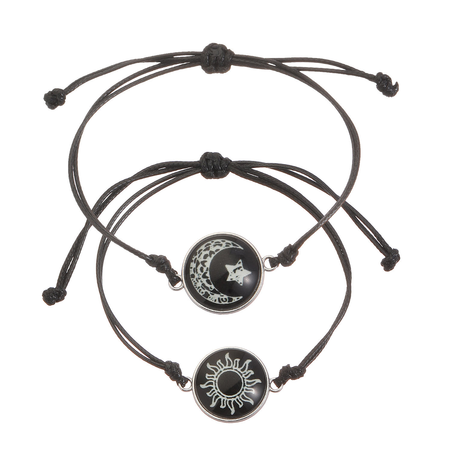 Bracelets de Couple lumineux romantique soleil lune pour femmes et hommes, corde tressée à la main, Bracelet assorti, bijoux de saint valentin: Estampage à chaud