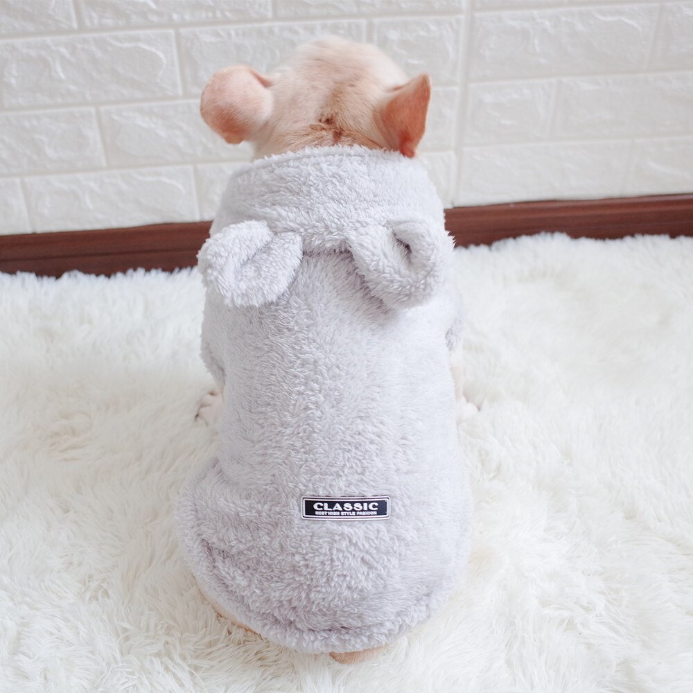 Hund Weste Weiche Fleece Kleidung Für Hunde Cute Bunny Ohr Hund Pyjamas Shirts Winter Warm Hund Kleidung Französisch Bulldogge Schnauzer mantel: Grau / XXL