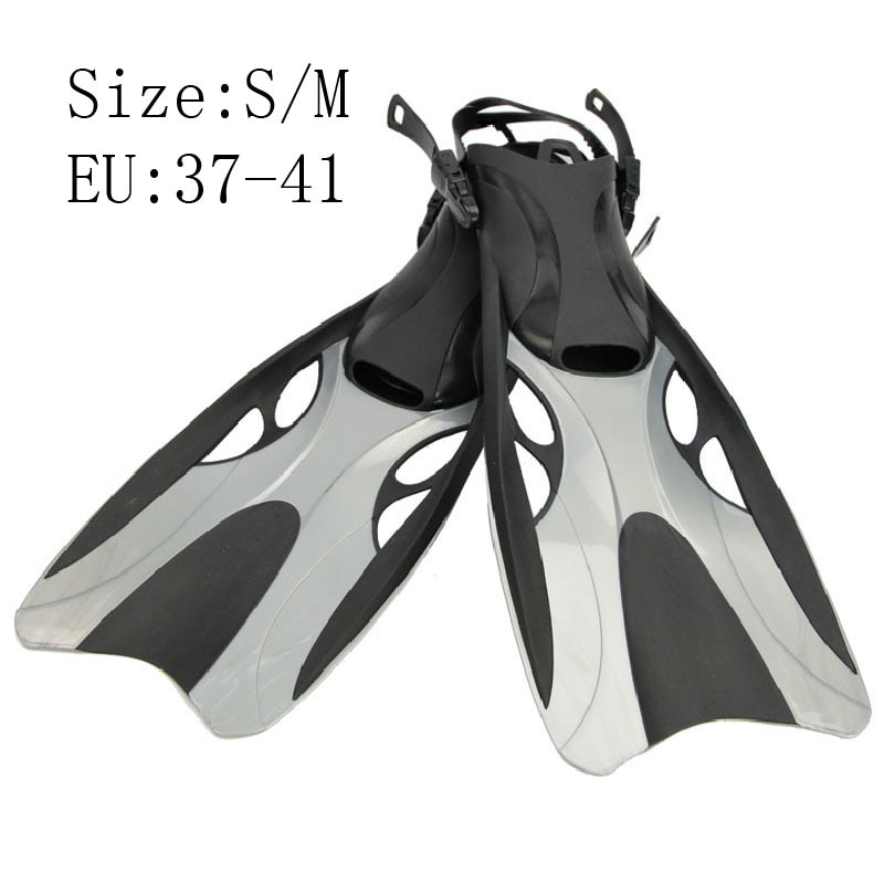 Volwassenen Zwemmen Vinnen Silicone Verstelbare scuba schoenen lange Submersible Professionele Snorkelen Voeten monofin Duiken Flippers: Gray S M