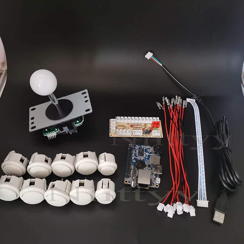 Orange Pi H3 DIY Kit Zero Delay Arcade DIY Kit Encoder To PC PS3 Sanwa Joystick Arcade Push Button game console: White