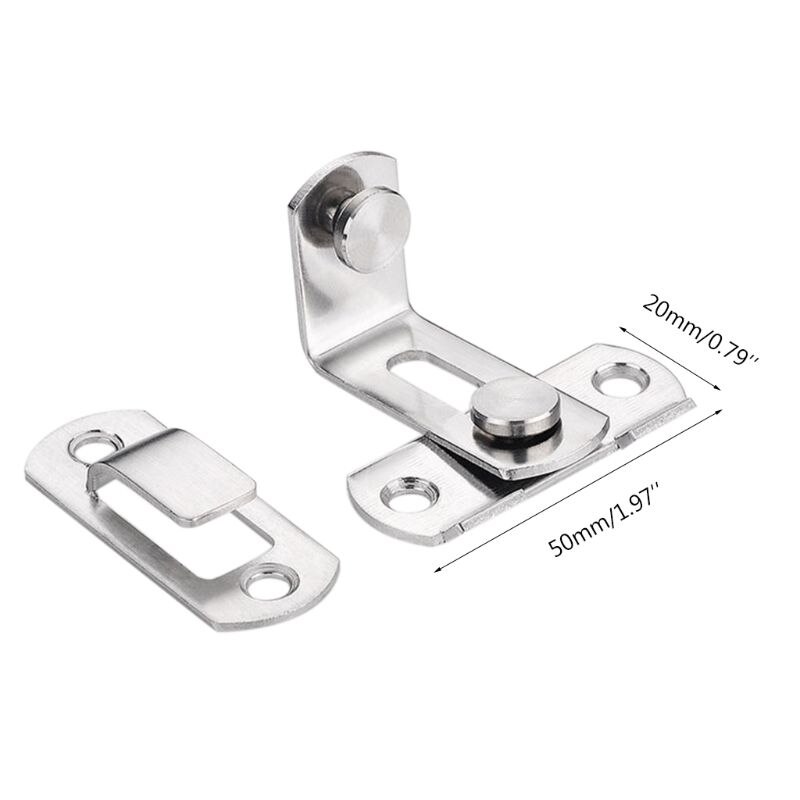 2pcs 90 Degree Right Angle Door Latch Hasp Stainless Steel Bending Latch Buckle Bolt for Windows Door Lock Barrel Bolt with Scre