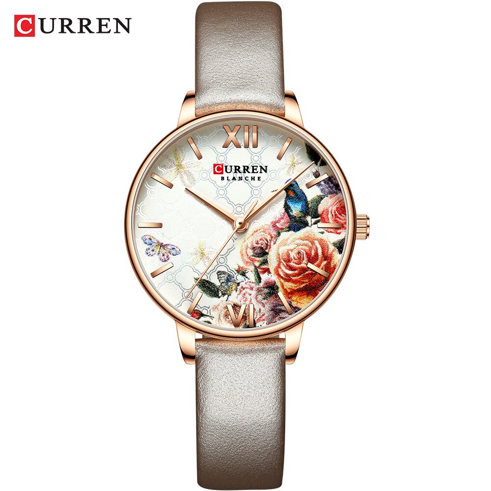 Dameshorloges curren dameshorloge casual dames quartz polshorloges met roestvrijstalen armband: L-khaki horloge