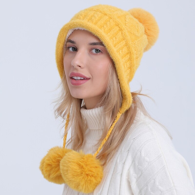 Berretto Invernale Da Donna Con Pon Pon – Caldo E Morbido, In Maglia, Con Fodera In Pile